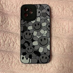 Floral Smiley Phone Case - Black and Gray